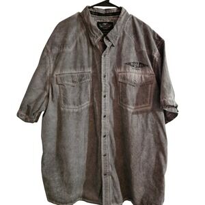 Harley Davidson Sinister Winged Skull Short Sleeve Button Down Mens Size‎ 3xl